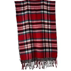 Maurices Red Plaid Fringe Scarf Shawl Blanket Cozy Warm Holiday Christmas Winter
